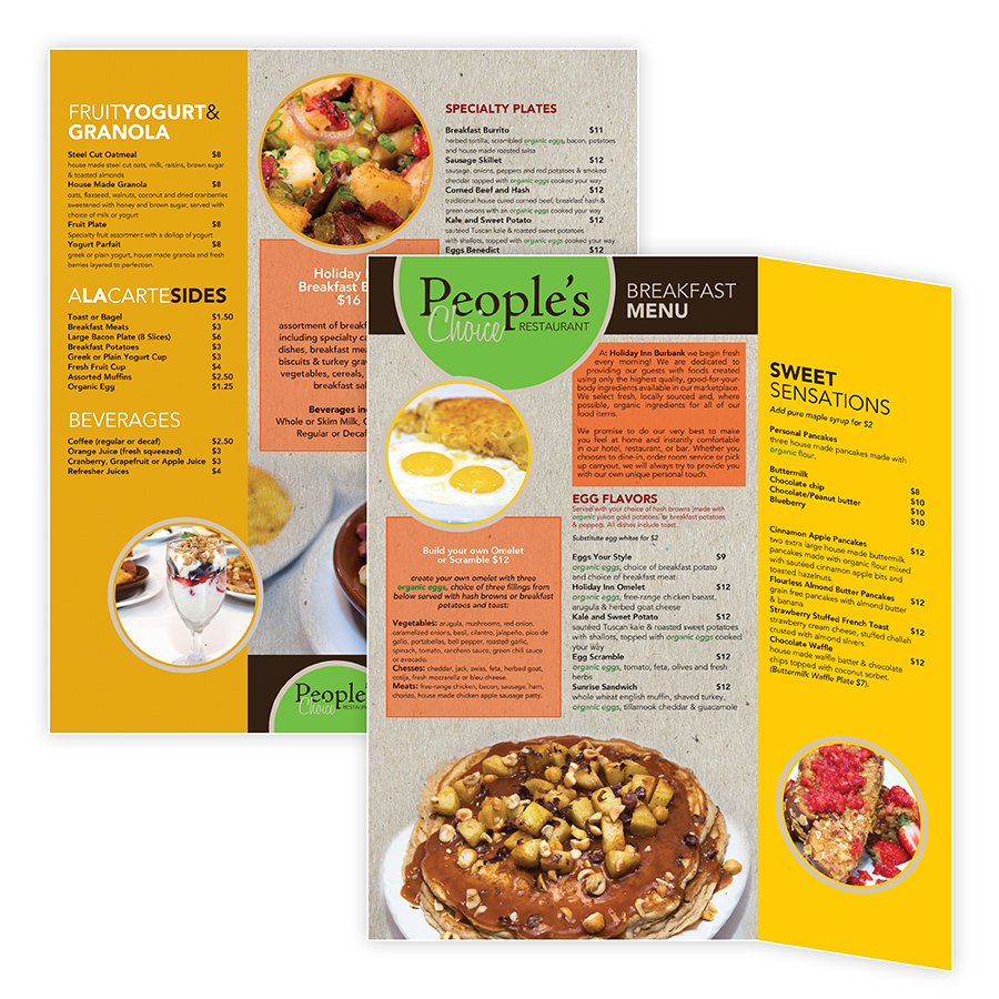 Holiday Inn Burbank Hotel ~ Breakfast Menu